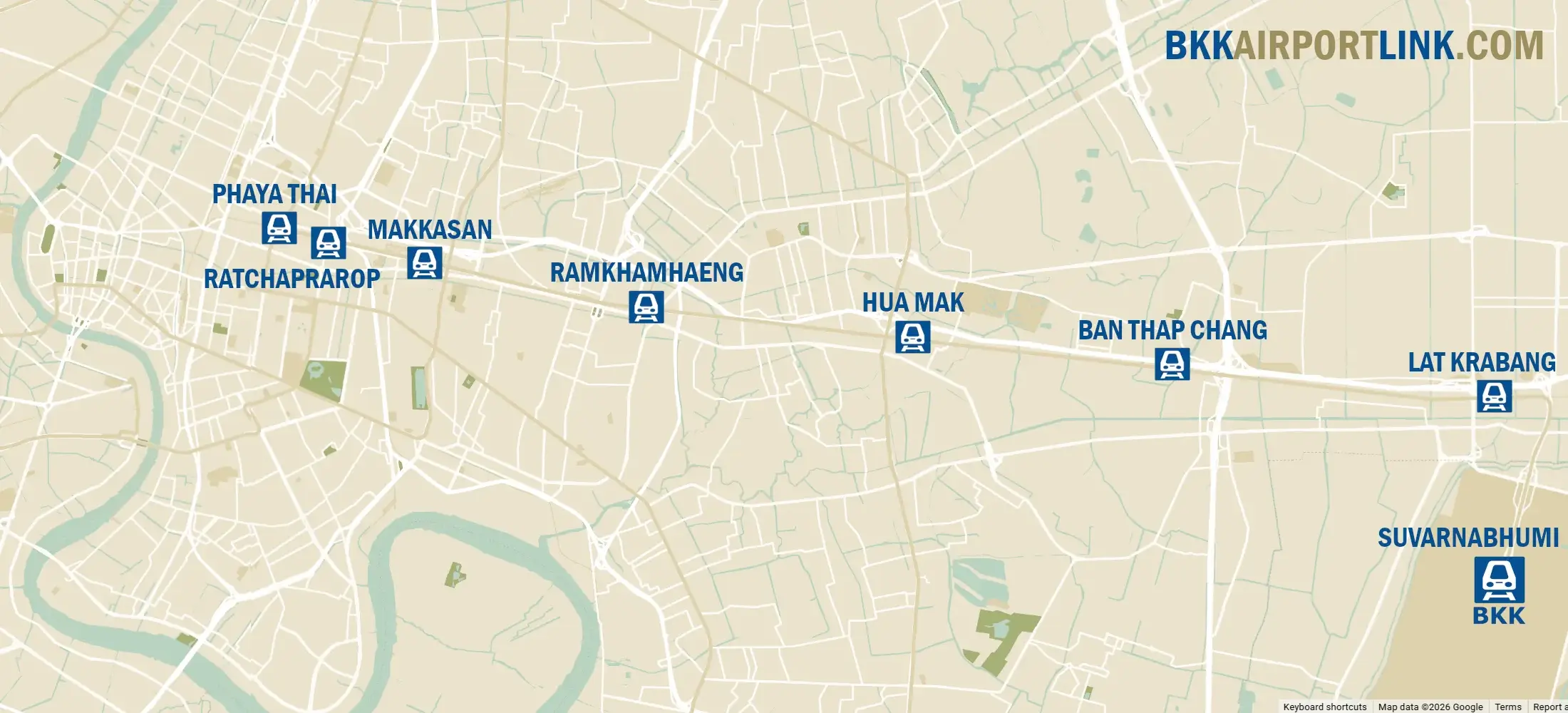 Bangkok Airport Rail Link Map